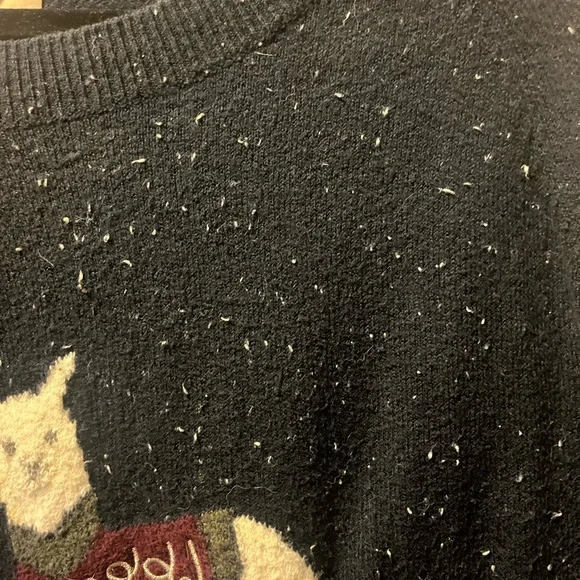 LOFT Blue and White llama ๐ฆ Crew Neck Sweater Casual Knit - XL - Picture 4 of 5